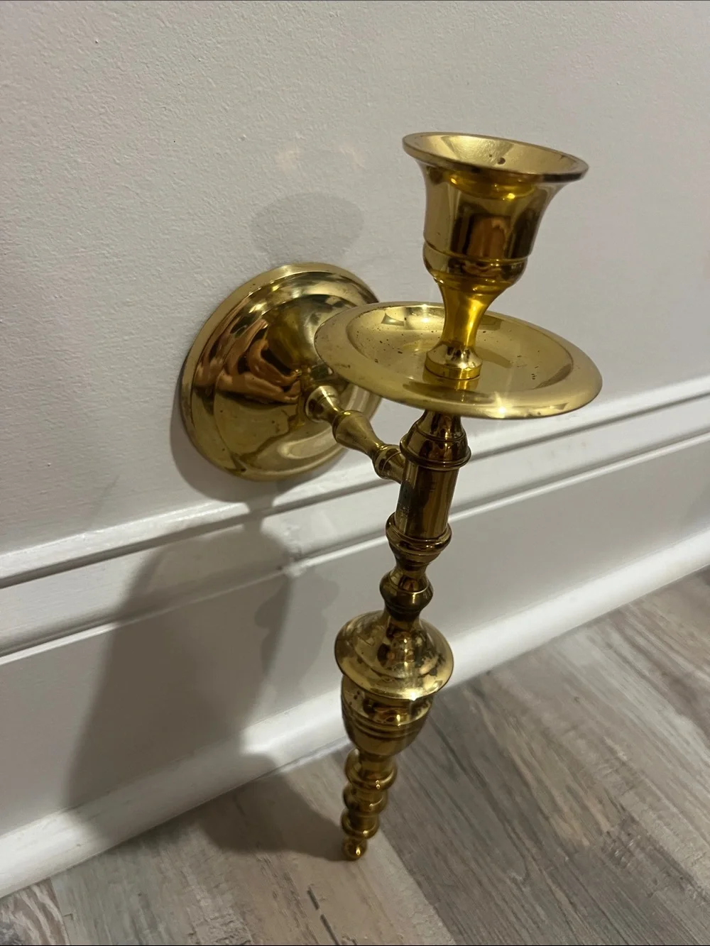 Vintage Brass Wall-Mounted Candle Sconce Holder